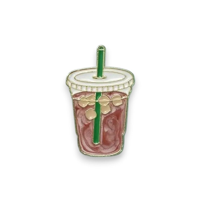 Iced Coffee Brooch Pin
