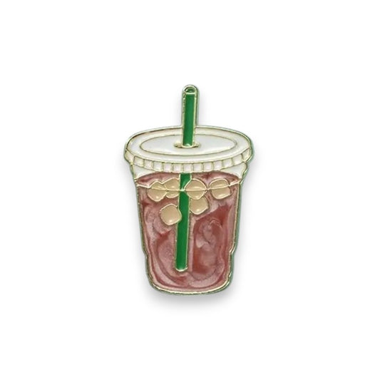 Iced Coffee Brooch Pin